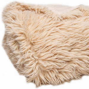 Homeroots Beige Wool Solid Color Plush Throw  Wool 386752