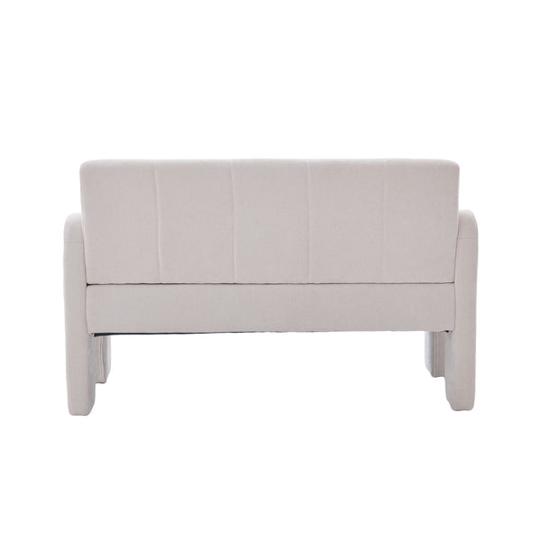 English Elm Nordic Ergonomic Double Armchair Upholstered Chenille Two-Seater Sofa 550lb Capacity Compact Lounge Chair Beige W395P380531