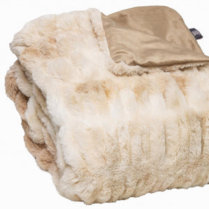 Homeroots Chunky Sectioned Shades Of Beige Faux Fur Throw Blanket  Polyester 386755