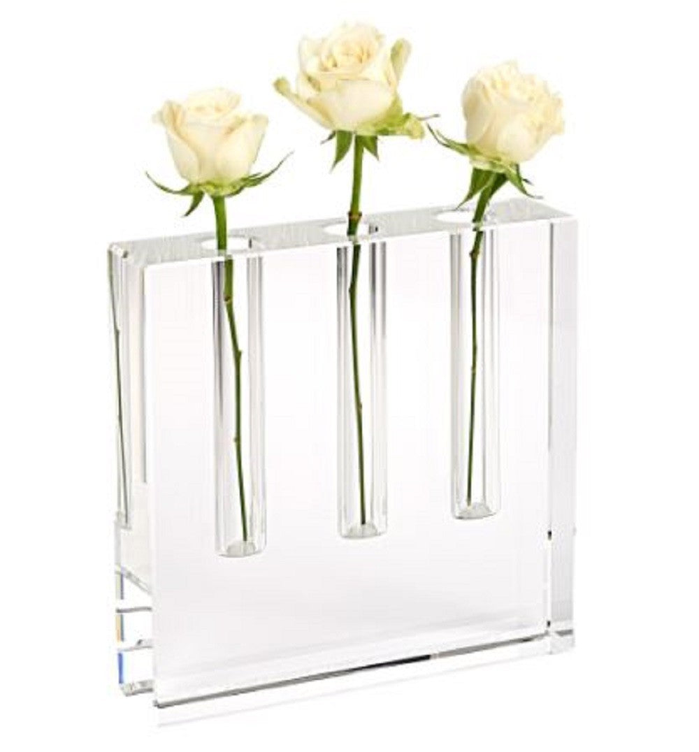 Homeroots 7" Clear Crystal Clear Square Table Vase  Crystal 386770