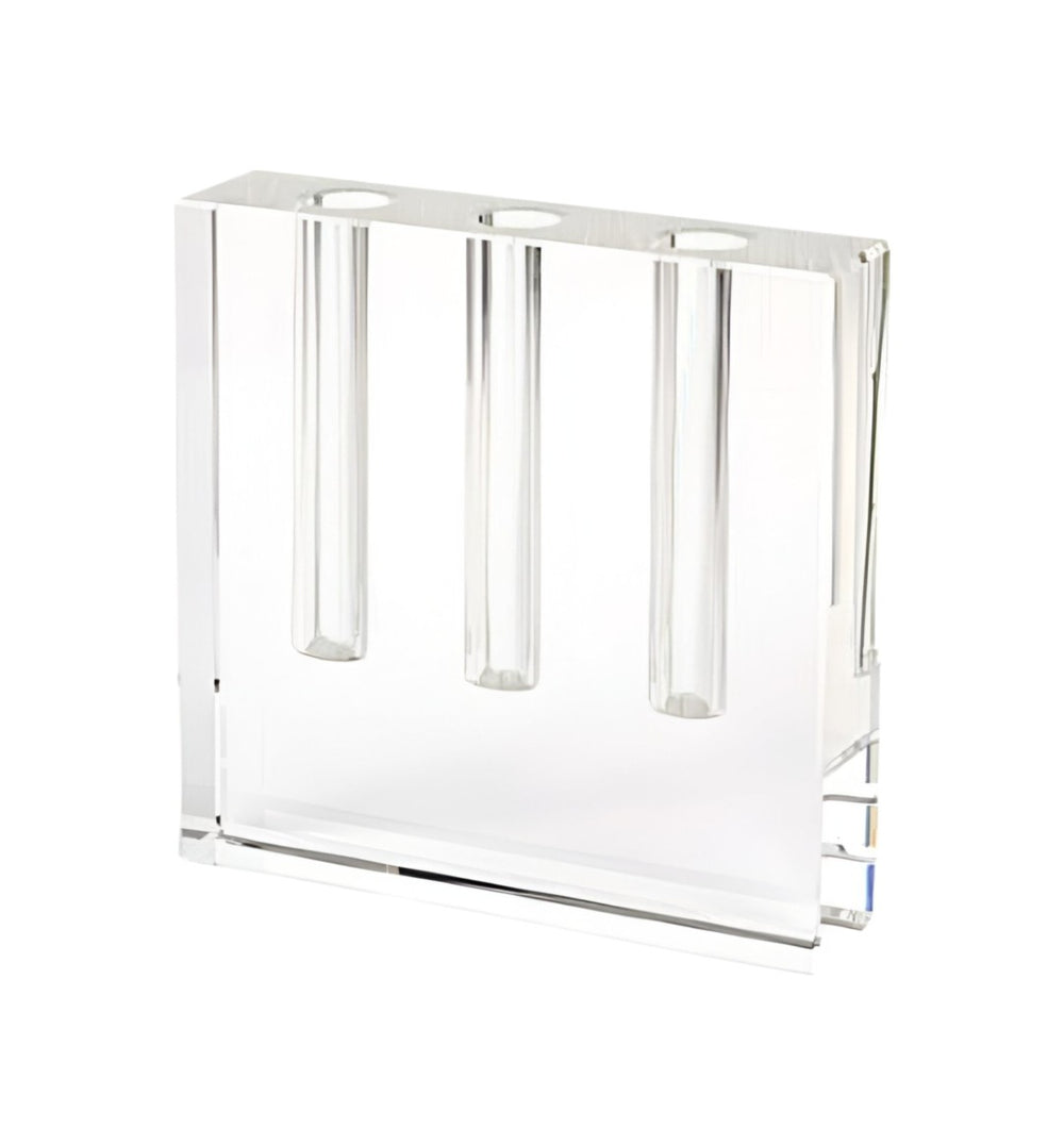 HomeRoots 7" Clear Crystal Square Table Vase - Elegant Accent for Home Decor, Gifts & Floral Displays 386770