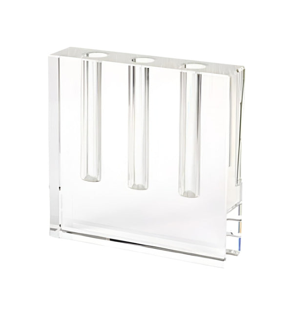 HomeRoots 7" Clear Crystal Square Table Vase - Elegant Accent for Home Decor, Gifts & Floral Displays 386770