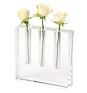 Homeroots 7" Clear Crystal Clear Square Table Vase  Crystal 386770