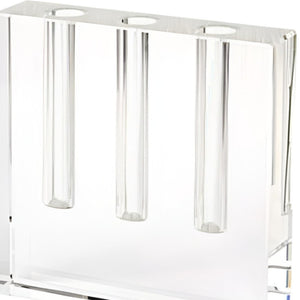 HomeRoots 7" Clear Crystal Square Table Vase - Elegant Accent for Home Decor, Gifts & Floral Displays 386770