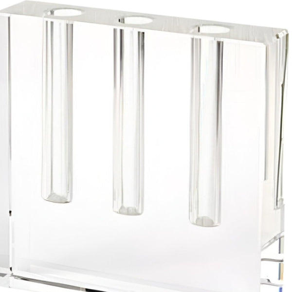 HomeRoots 7" Clear Crystal Square Table Vase - Elegant Accent for Home Decor, Gifts & Floral Displays 386770