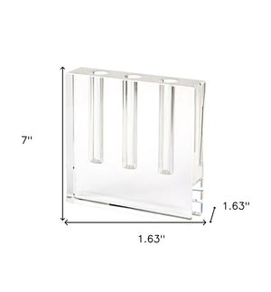 HomeRoots 7" Clear Crystal Square Table Vase - Elegant Accent for Home Decor, Gifts & Floral Displays 386770