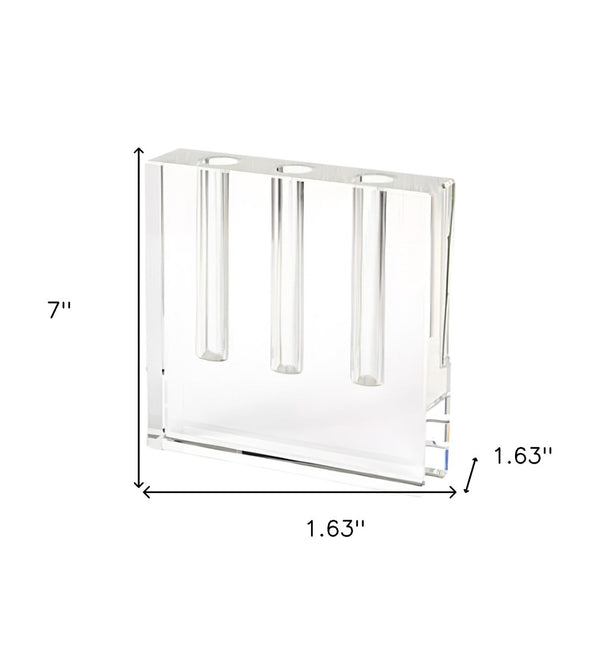 HomeRoots 7" Clear Crystal Square Table Vase - Elegant Accent for Home Decor, Gifts & Floral Displays 386770