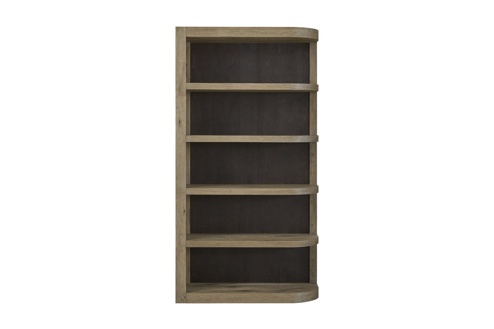 English Elm Reversible Etagere in English Knotty Oak Veneer — Solid Wood/MDF, Reversible Shelving, Sculptural Rounded Fronts B2699P401365