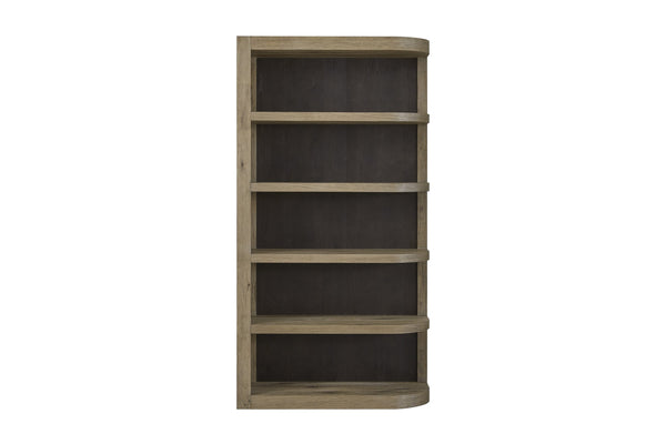English Elm Reversible Etagere in English Knotty Oak Veneer — Solid Wood/MDF, Reversible Shelving, Sculptural Rounded Fronts B2699P401365
