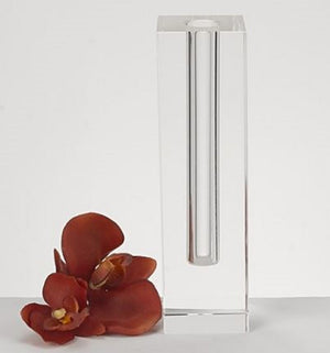 Homeroots Modern Clear Tall Block Optical Crystal Vase  Crystal Glass 386775