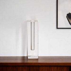 Homeroots Modern Clear Tall Block Optical Crystal Vase  Crystal Glass 386775