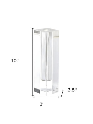 Homeroots Modern Clear Tall Block Optical Crystal Vase  Crystal Glass 386775