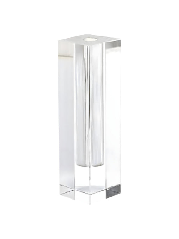Homeroots Modern Clear Tall Block Optical Crystal Vase  Crystal Glass 386775