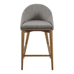 EuroStyle Baruch Upholstered Counter Stool with Walnut Ash Legs for Kitchen Islands and Home Bars Dark Gray 38677DKGRY