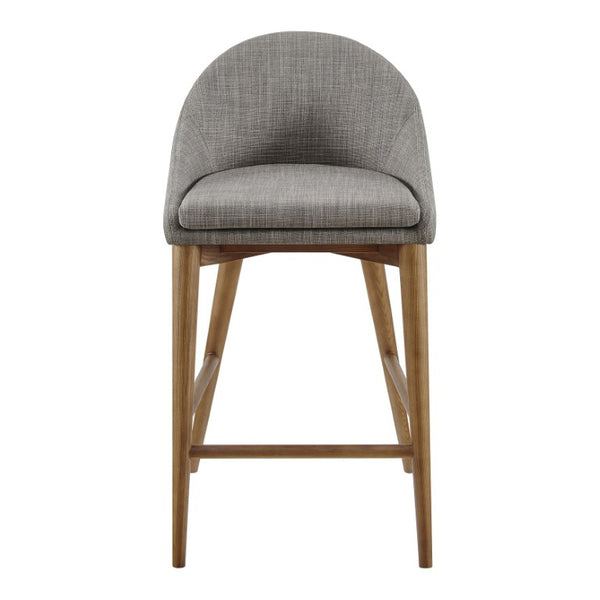EuroStyle Baruch Upholstered Counter Stool with Walnut Ash Legs for Kitchen Islands and Home Bars Dark Gray 38677DKGRY