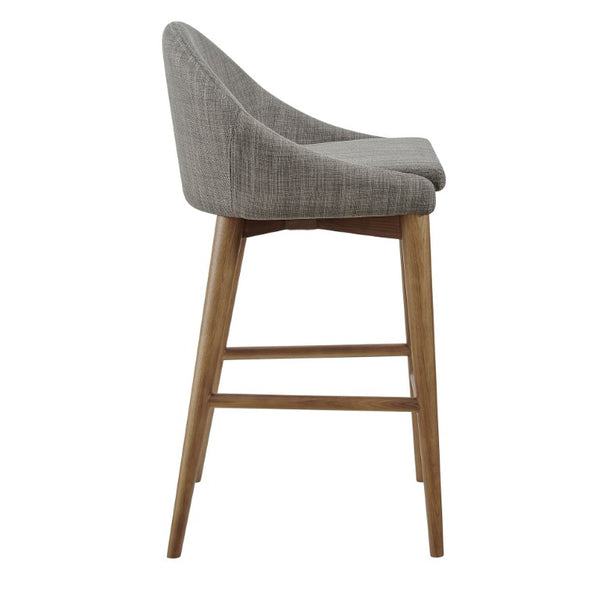 EuroStyle Baruch Upholstered Counter Stool with Walnut Ash Legs for Kitchen Islands and Home Bars Dark Gray 38677DKGRY
