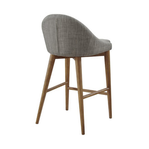 EuroStyle Baruch Upholstered Counter Stool with Walnut Ash Legs for Kitchen Islands and Home Bars Dark Gray 38677DKGRY