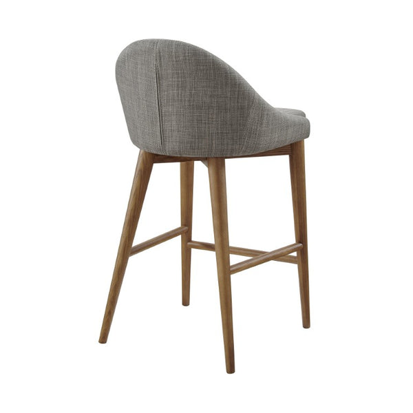 EuroStyle Baruch Upholstered Counter Stool with Walnut Ash Legs for Kitchen Islands and Home Bars Dark Gray 38677DKGRY