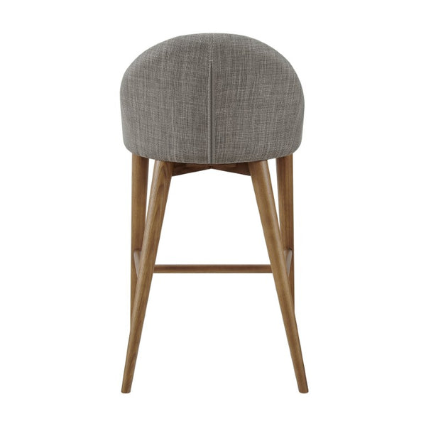 EuroStyle Baruch Upholstered Counter Stool with Walnut Ash Legs for Kitchen Islands and Home Bars Dark Gray 38677DKGRY