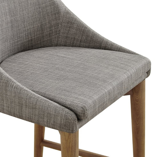 EuroStyle Baruch Upholstered Counter Stool with Walnut Ash Legs for Kitchen Islands and Home Bars Dark Gray 38677DKGRY