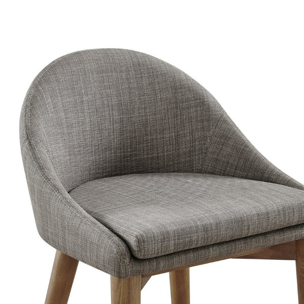 EuroStyle Baruch Upholstered Counter Stool with Walnut Ash Legs for Kitchen Islands and Home Bars Dark Gray 38677DKGRY