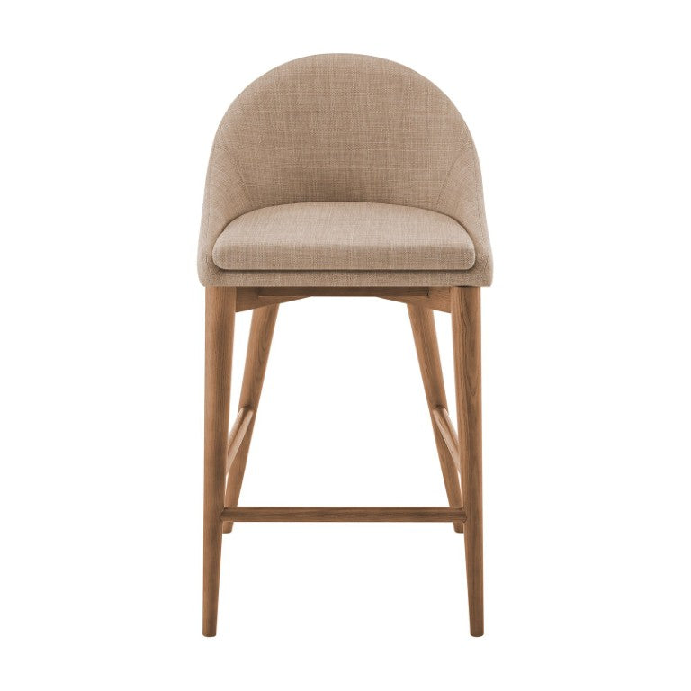 EuroStyle Baruch Upholstered Counter Stool with Walnut Ash Legs for Kitchen Islands and Home Bars Tan 38677TAN