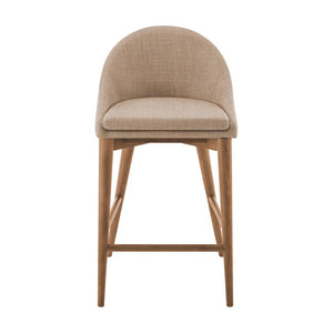 EuroStyle Baruch Upholstered Counter Stool with Walnut Ash Legs for Kitchen Islands and Home Bars Tan 38677TAN