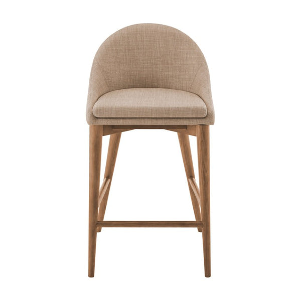 EuroStyle Baruch Upholstered Counter Stool with Walnut Ash Legs for Kitchen Islands and Home Bars Tan 38677TAN