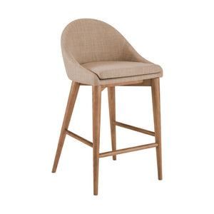 EuroStyle Baruch Upholstered Counter Stool with Walnut Ash Legs for Kitchen Islands and Home Bars Tan 38677TAN