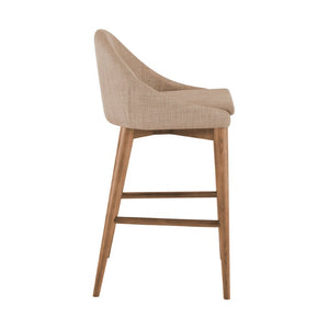 EuroStyle Baruch Upholstered Counter Stool with Walnut Ash Legs for Kitchen Islands and Home Bars Tan 38677TAN