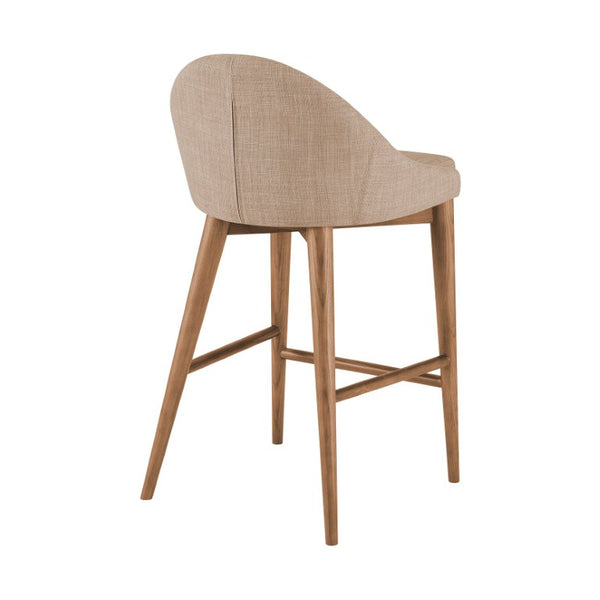 EuroStyle Baruch Upholstered Counter Stool with Walnut Ash Legs for Kitchen Islands and Home Bars Tan 38677TAN