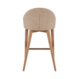 EuroStyle Baruch Upholstered Counter Stool with Walnut Ash Legs for Kitchen Islands and Home Bars Tan 38677TAN