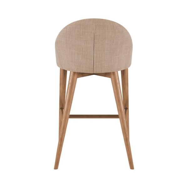 EuroStyle Baruch Upholstered Counter Stool with Walnut Ash Legs for Kitchen Islands and Home Bars Tan 38677TAN