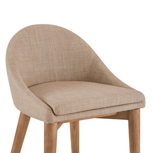 EuroStyle Baruch Upholstered Counter Stool with Walnut Ash Legs for Kitchen Islands and Home Bars Tan 38677TAN