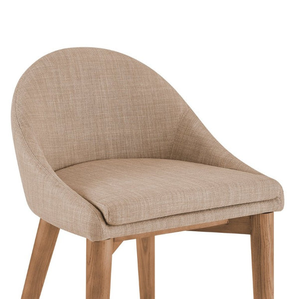 EuroStyle Baruch Upholstered Counter Stool with Walnut Ash Legs for Kitchen Islands and Home Bars Tan 38677TAN