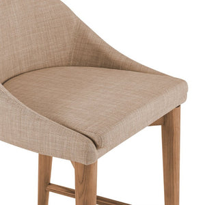 EuroStyle Baruch Upholstered Counter Stool with Walnut Ash Legs for Kitchen Islands and Home Bars Tan 38677TAN