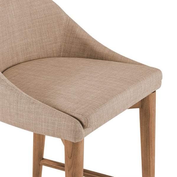 EuroStyle Baruch Upholstered Counter Stool with Walnut Ash Legs for Kitchen Islands and Home Bars Tan 38677TAN