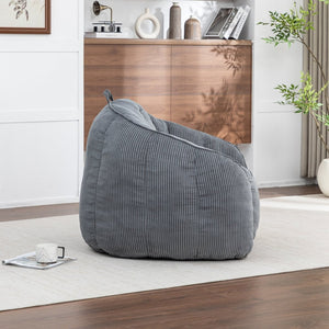 English Elm Giant Corduroy Bean Bag with Armrests Shredded Foam Lounge Chair for Living Room Dark Gray W2200P442623