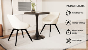 English Elm 31.5 Inch Round Mdf Tulip Pedestal Dining Set with Pu Leather Chairs for Small Spaces W2189S00838