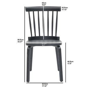 English Elm Windsor Dining Chairs Set Of 4, Ergonomic Spindle Back, Black Wood For Farmhouse & Modern Décor W2069P293308-GIGA