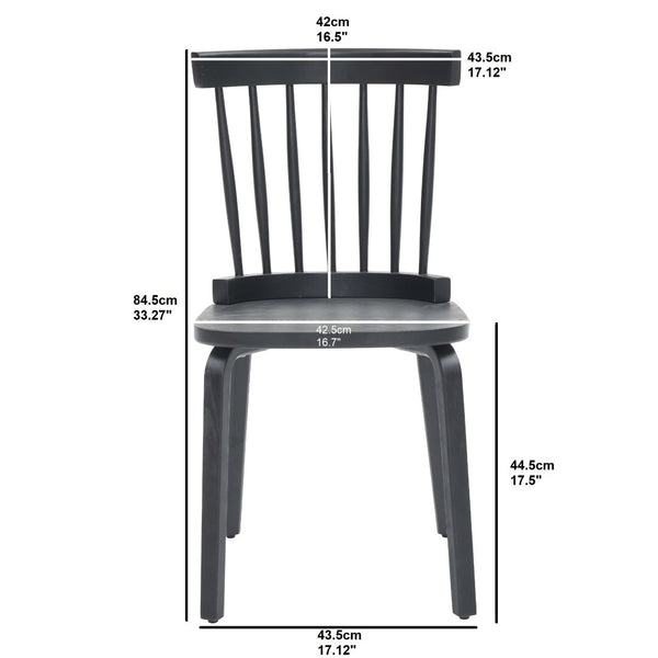 English Elm Windsor Dining Chairs Set Of 4, Ergonomic Spindle Back, Black Wood For Farmhouse & Modern Décor W2069P293308-GIGA