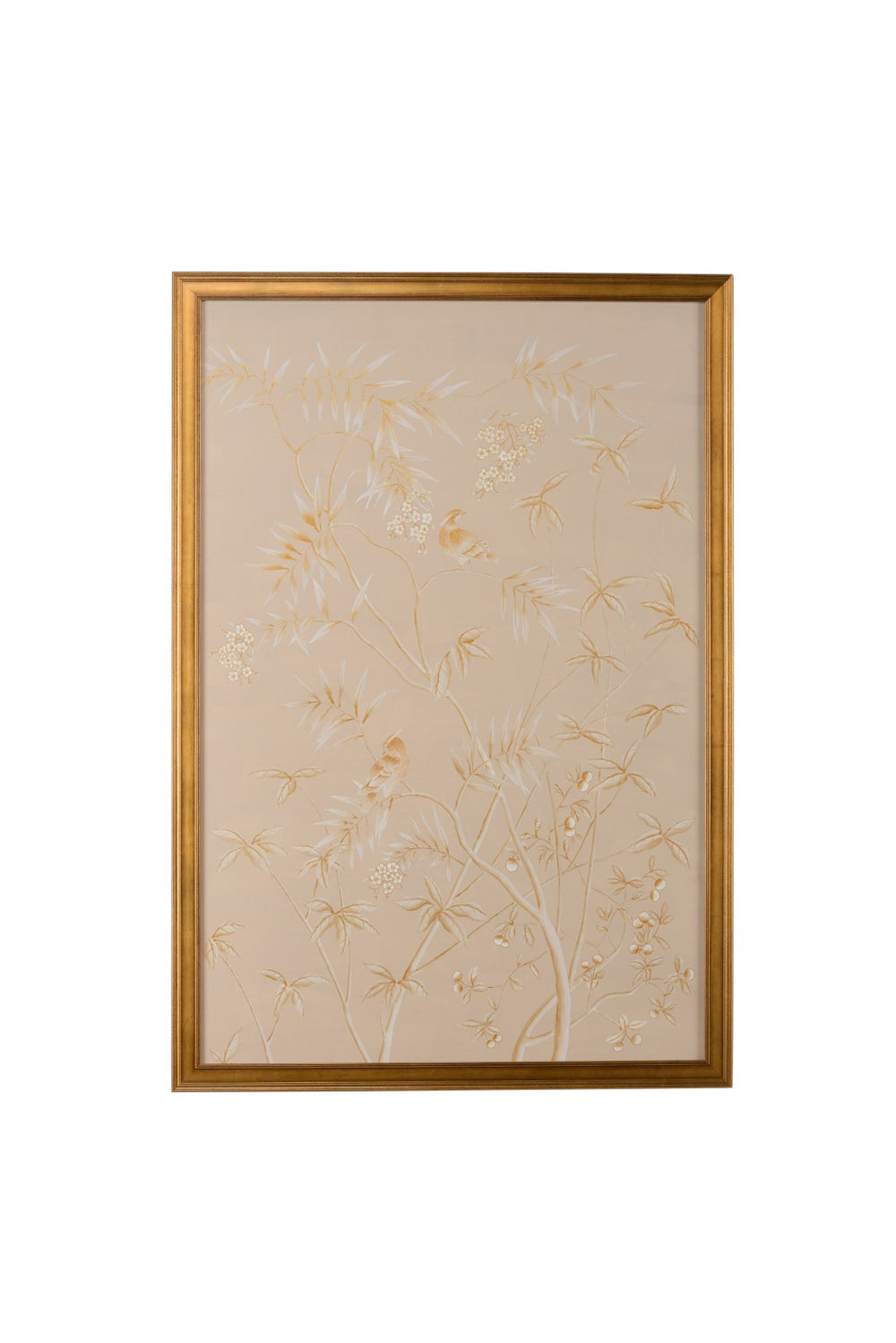 Chelsea House Gold Cockatoo Panel In Antique Buckhead Frame - Hand-Painted Watercolor, Glass-Protected Statement Art (57.5"X39.5") 386814