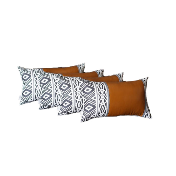 Homeroots 12 X 20 Brown Faux Leather Lumbar Pillow Cover   386815