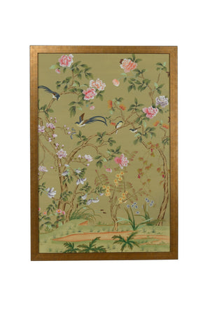 Chelsea House Edgedale Hand-Painted Botanical Panel In Green With Gold Frame & Glass — Watercolor Art, Ready To Hang 386816