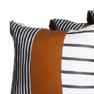 Homeroots 17 X 17 Brown Faux Leather Throw Pillow Cover   386816