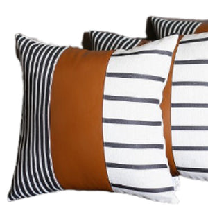 Homeroots 17 X 17 Brown Faux Leather Throw Pillow Cover   386816