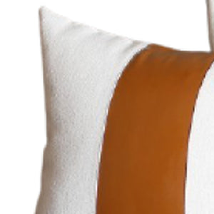HomeRoots Set of Four 17" Brown and White Faux Leather Pillow Covers for Stylish Home Decor & Comfort 386821