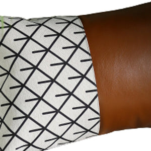 Homeroots Set Of 4 Black And White Reverse With Faux Leather Lumbar Pillow Covers   386825