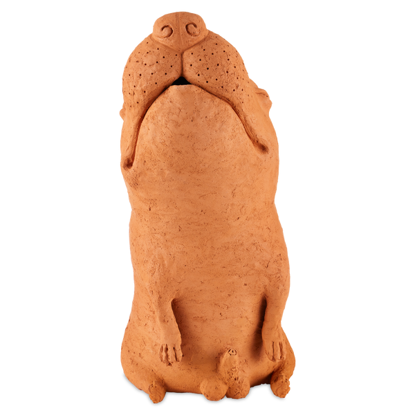 Sam the Mutt Terracotta Sculpture - Whimsical Handmade Dog Art by Thai Artist Nhut Nhathawut