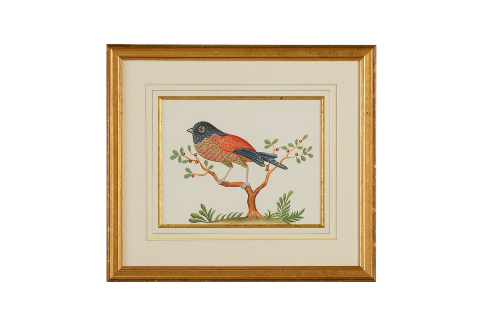 Chelsea House Gold Hand-Painted Watercolor With Red Berries In Gold Frame, 22"X25" Framed Art For Elegant Rooms 386861